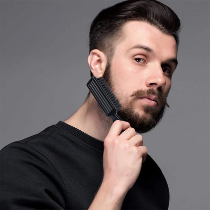 Beard Styling Brush Professional Shaving Beard Brush Hair Oil Head Styling Carving Cleaning Brush, Special for Real Hair Wigs