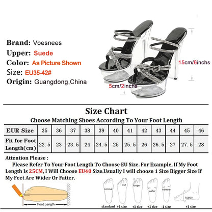 Water Diamond Slippers Sandals For Women 2024 Summer New Transparent Thin Heel Nightclub Party Luxury Rhinestone Slip-on Shoes