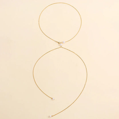 Elegant Crystal Bride Back Chain Necklace Dress Accessories Gift Fashion Round Rhinestone Backless Necklace Wedding Body Jewelry