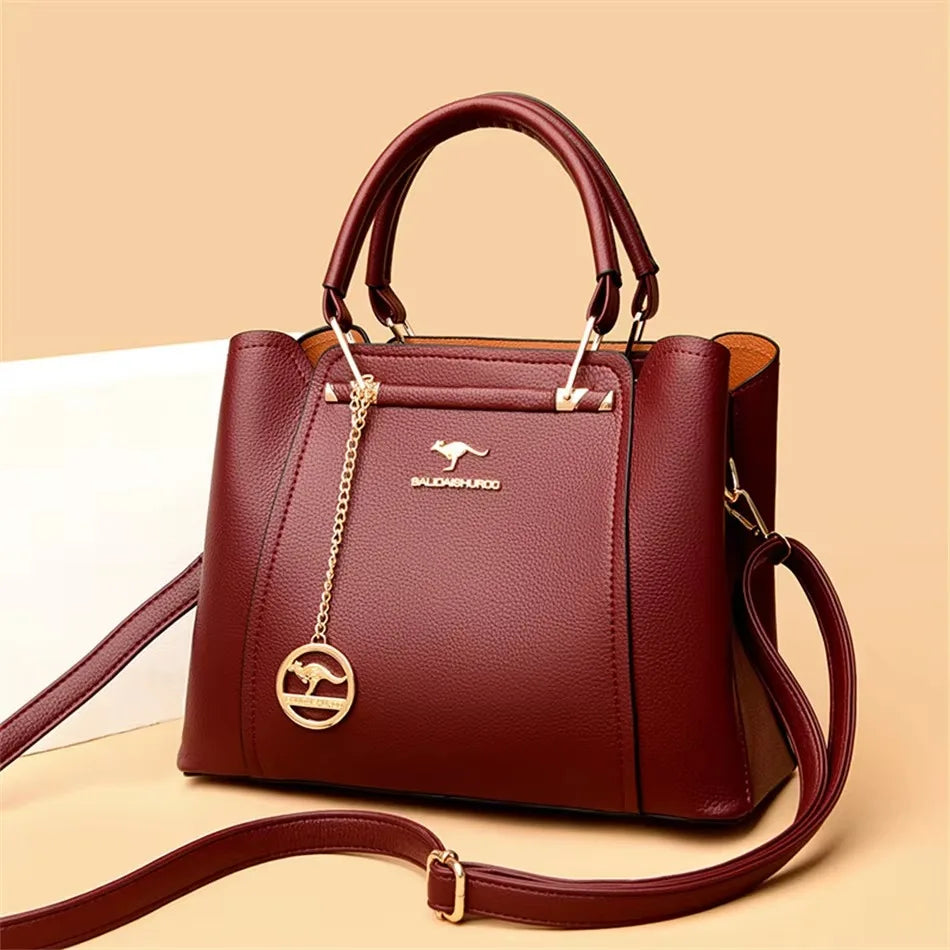 Genuine Soft Pu Leather Handbags for Women Vintage Shoulder Tote Bag Luxury Designer Ladies Large Capacity Purse Bags Sac A Main