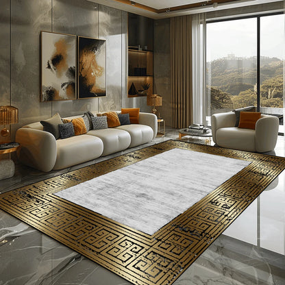 Golden Marble Carpet Luxury Bedroom Decoration Large Area Rugs Sofa Side Carpets for Living Room Soft Non-slip Lounge Floor Mat