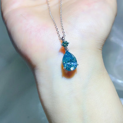 luxury 18K white gold and platinum PT950 new 5.3 carat water drop color moissanite pendant large carat model