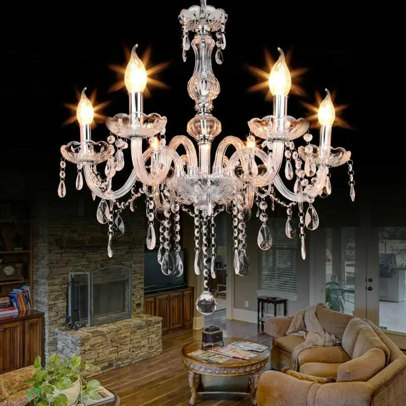 Elegant 6 Chandelier Lighting Modern Crystal Lights Kitchen Chandeliers Light Ceiling Pendant Lamp Transparent Color