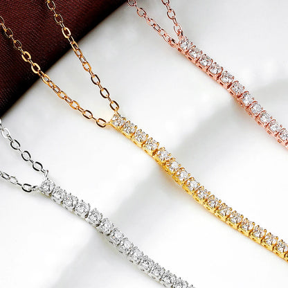 Onnelik 0.03CT 2MM*35PCS Round Moissanite Necklace 925 Sterling Silver White/Yellow/Rose Gold Plated Fine Jewelry Gift for Women
