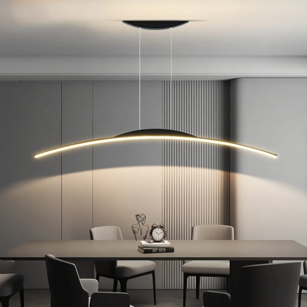 Curved Arc Chandelier for Dining Room Kitchen Bar Living Bedroom Ceiling Pendant Lamp Simple Suspension
