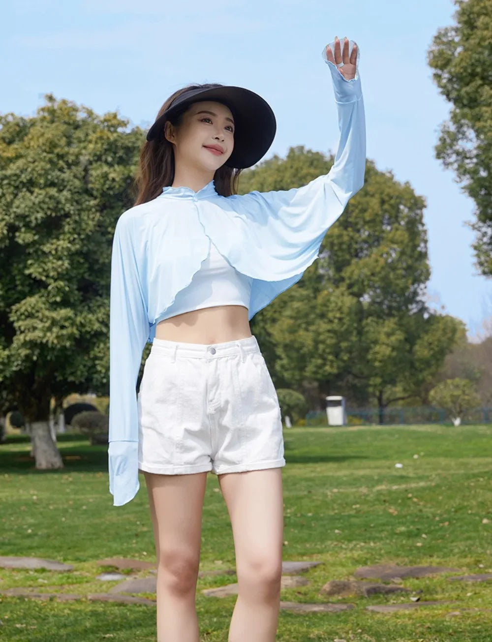 New Casual Women's Sunscreen Shawl Solid Color Breathable Sunscreen Capes Long-sleeve Ice Silk Thin Coat Summer Outdoor