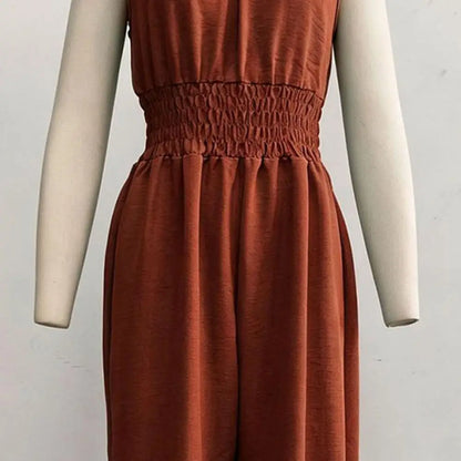 Smocked Waist Lantern Pants Women Rompers Summer Romper Halter Neck Sleeveless Jumpsuit With Lantern Leg For Casual Streetwear