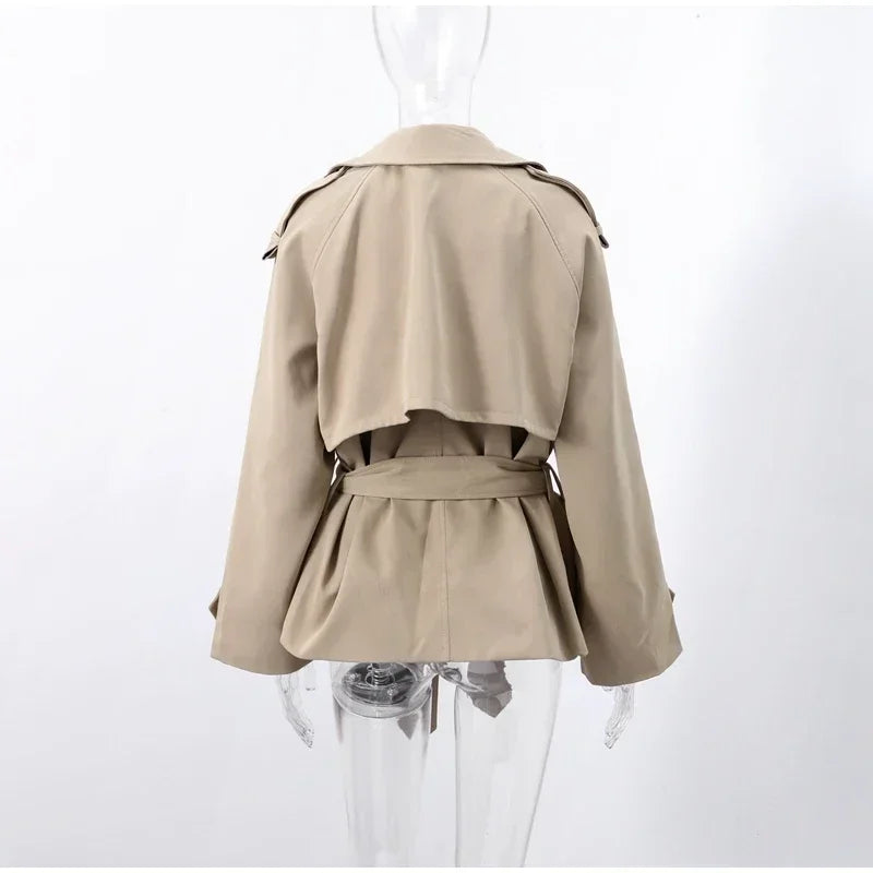 Black Stand Collar Trench Coat Women Casual Long Sleeve Single-breasted Loose Windbreaker 2026 Lady Autumn High Street Outwear