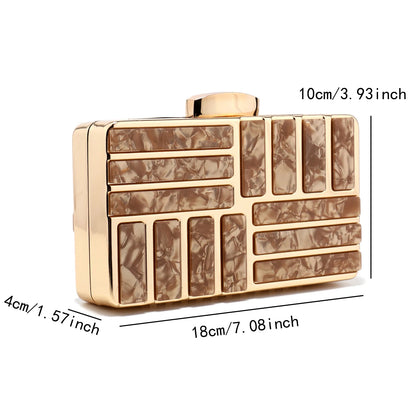 Acrylic Women Clutch Evening Bags Flap Luxury New Arrival Hollow Out Style Glitter Handbags Metal Chain Party Wedding Bridal Pro