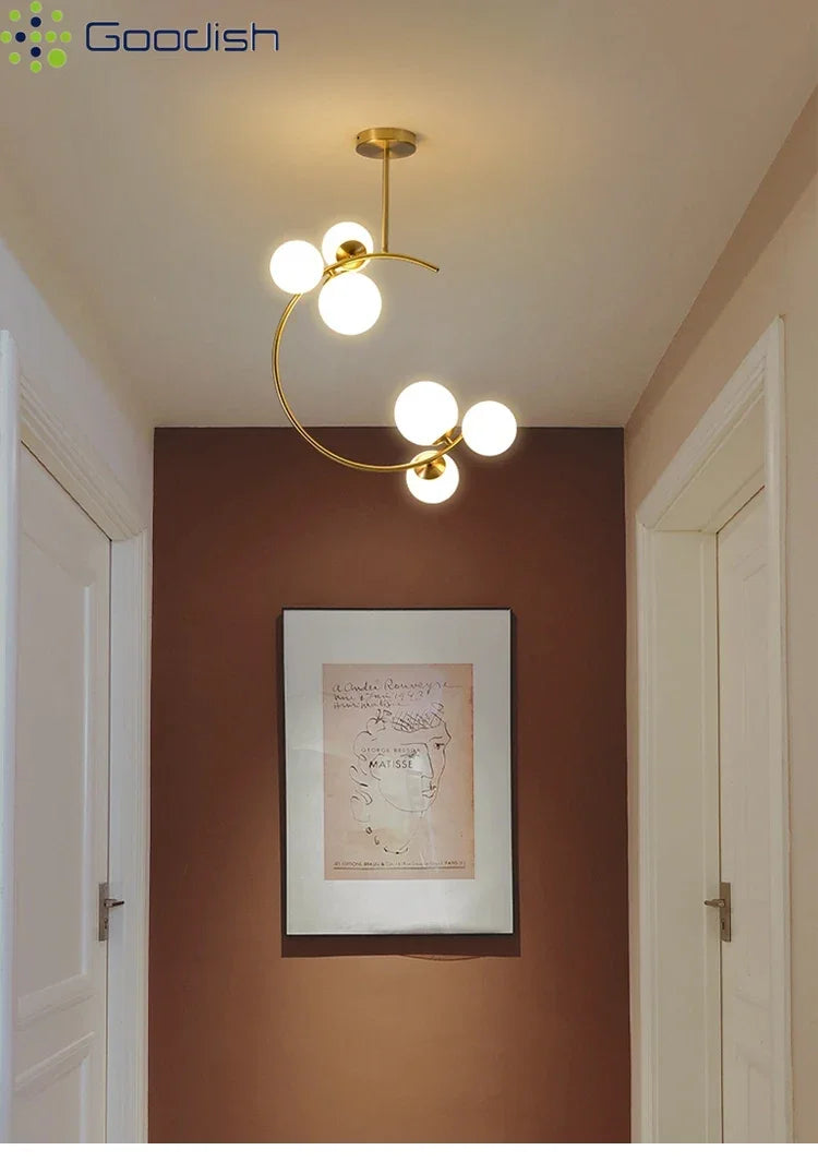 Medieval Bauhaus Gold Glass Ball Bubble Hanging LED Pendant Lights Creative Forged Lamps for Bedroom Home Decoration Chandelier