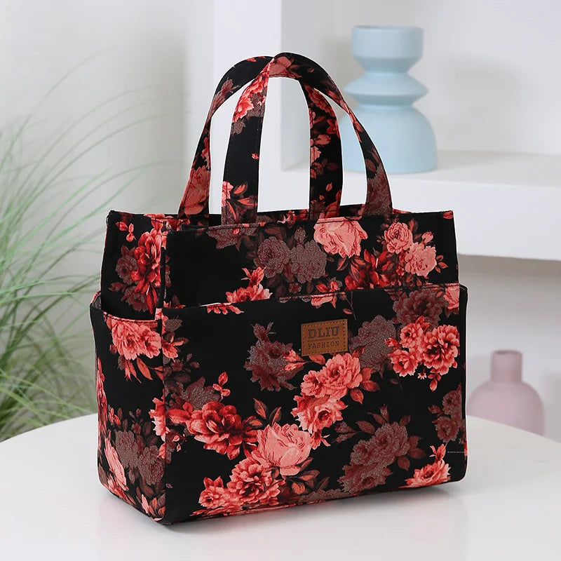 New Large Capacity Thickened Cloth Art Handbag Minimalist Work Lunch Box Storage Bag Suitable for Shopping Miscellaneous Uses
