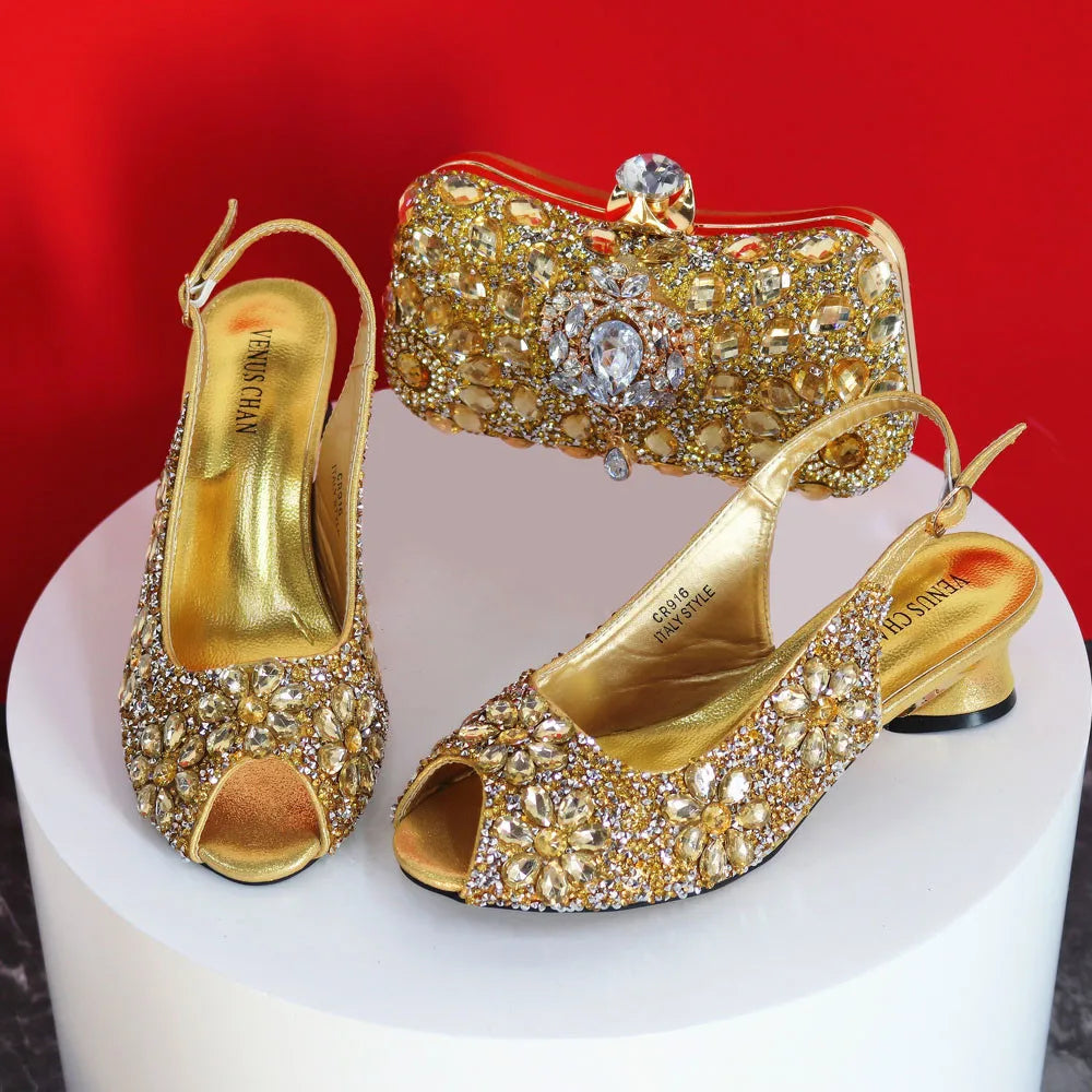 2024 Shoes and Bag for Party Wedding Plus Size Women Shoes 43 High Heels Sexy Ladies Luxery Shoes Women Dress Pumps with Purse