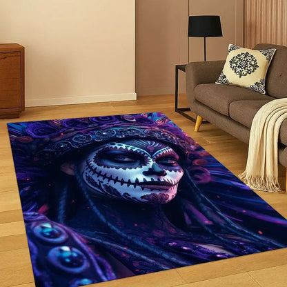Gothic Skull Dead Girl Cartoon Horror Carpet Rug for Bedroom Living Room Sofa Playroom Doormat Home Decor,Kid Area Rug Non-slip