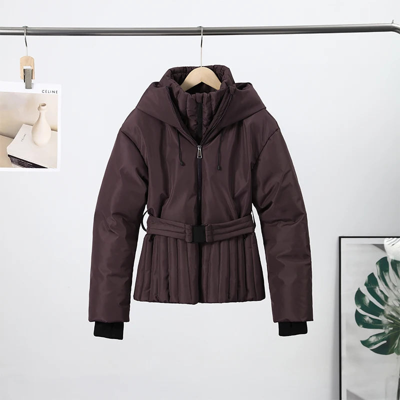Detachable Sleeve Hooded Quilted Jackets 2026 Winter Ladies Solid 2-in-1 Zippers Waistcoat Cotton Coats Women's Warm Outwear