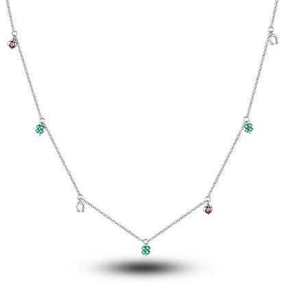 Luxury Necklace 925 Silver Original Sterling Zircon Dragonfly Butterfly Firefly Star Moon Chain Link For Women Wedding Jewelry
