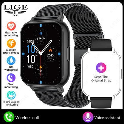 LIGE 2026 New Smart Watch Women Men Bluetooth Talking Blood Oxygen Heart Rate Monitoring Smart Watch For Women Men Holiday Gift