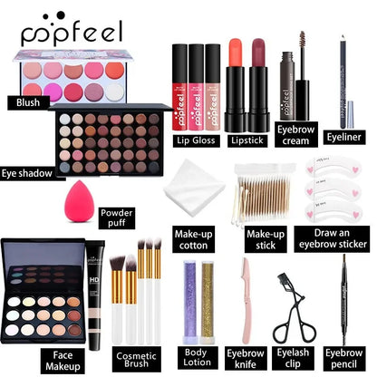 Professional Makeup Set Full Makeup Kit Eye Shadow Blush Foundation Face Powder Makeup Case Korean Cosmetic Christmas Gifts
