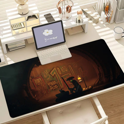 S-Stray Cat Adventure Game Mouse Pad Anti Slip Rubber Edge Locked Thickened Laptop Gaming Desk Mat