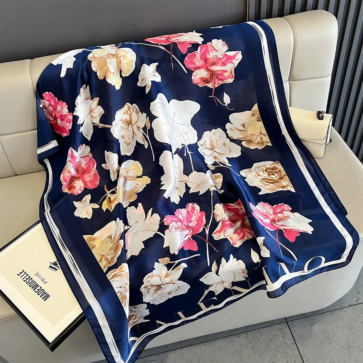 180*90cm Large Silk Satin Scarf Women Fashion Printed Scarf Spring And Summer Styles New Shawl Wrap Female Hand 2025 NEW
