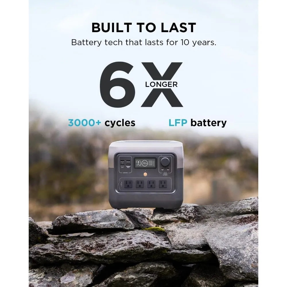 Solar Powered RIVER 2 Pro Portable Power Station 768Wh LiFePO4 Battery Fast Charging in 70 Mins 800W AC Outlet for Home RV