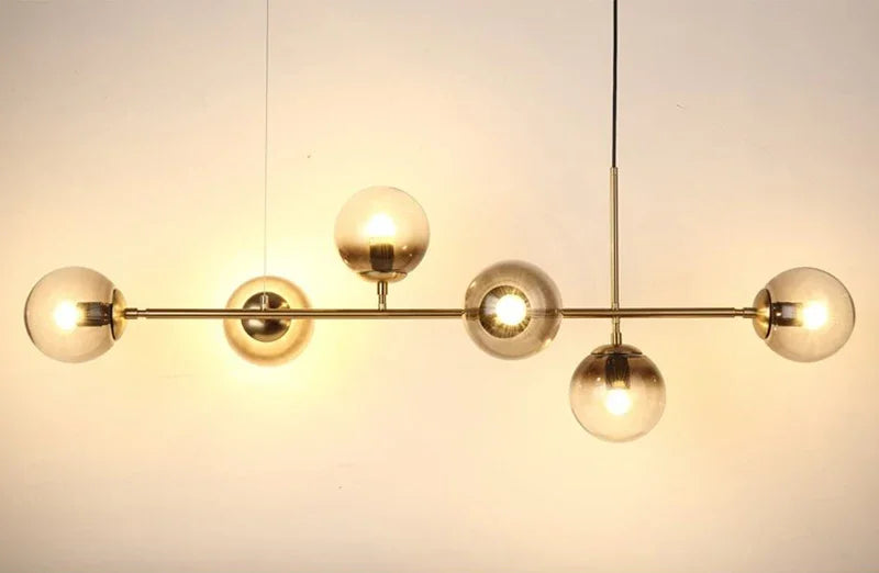 Nordic LED Pendant Lights Modern Hanglamp Glass Ball Light for Living Room Suspension Chandelier Smoke Gold Hanging Lamp Decor