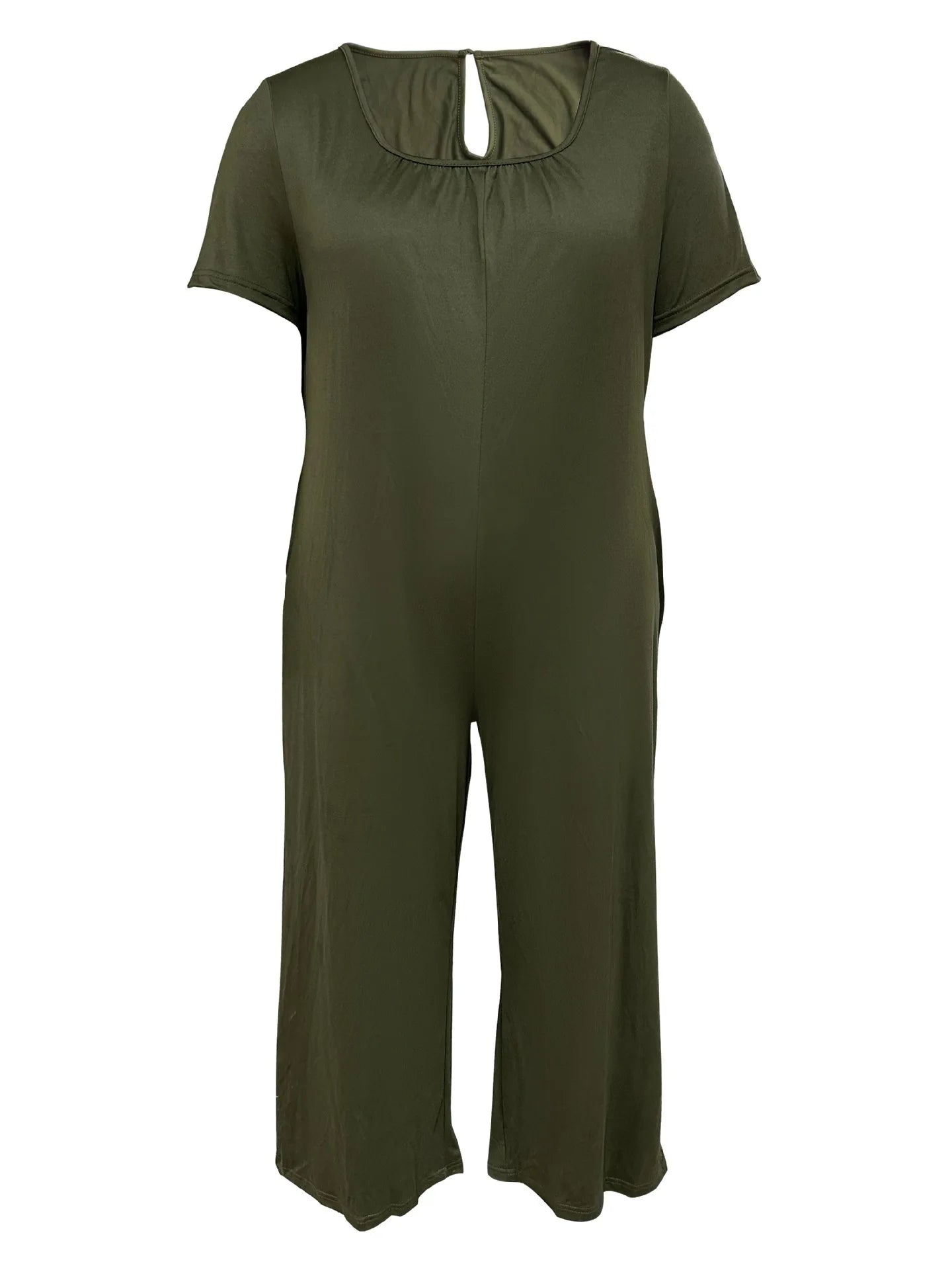 Plus Size 0XL-5XL Summer Rompers Overalls Women's Solid Color Jumpsuit with Pockets Casual Fashion Short Sleeve Jumpsuits