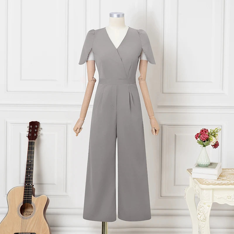 2025 ZANZEA Fashion Summer Women Party Jumpsuits Short Sleeve V-Neck Casual Rompers Playsuits Solid Elegant Pockets Streetwear