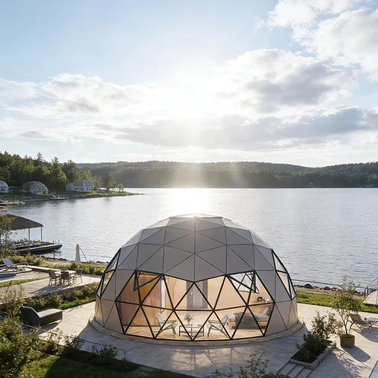 Luxury Outdoor Geodesic Dome Glamping Tent with Private Bathroom, Comfort Round Accommodation Shelter for Resort Vacation