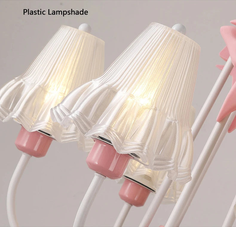 Romantic Princess Room Pink Chandelier Lamps French Bow Tie Pendant Light LED E27 Kids Girl Baby Bedroom Ceiling Chandelier Lamp