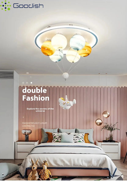 Modern Nordic Stylish Astronaut Planet Sky Led Ceiling Lights Art Creative Lamp for Chidren's Bedroom Home Decoration Chandelier