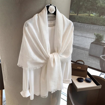 New Long Scarf Women Cotton Scarf Beach Hijab Shawls and Wraps 2026 Luxury Brand Solid Color  Echarpe Designer