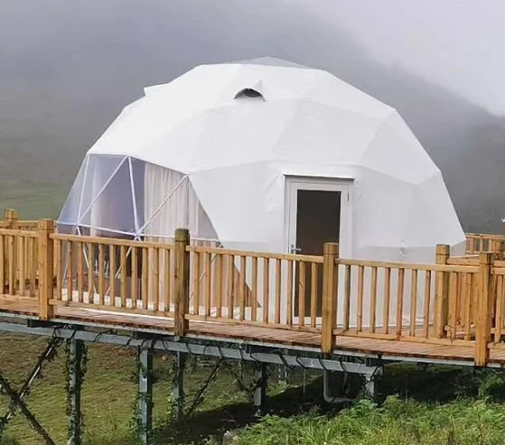 Customize Style Outdoor Glamping Luxury Hotel Tent Multi Color PVC Material Waterproof Geodesic Dome Tent for Family Camping