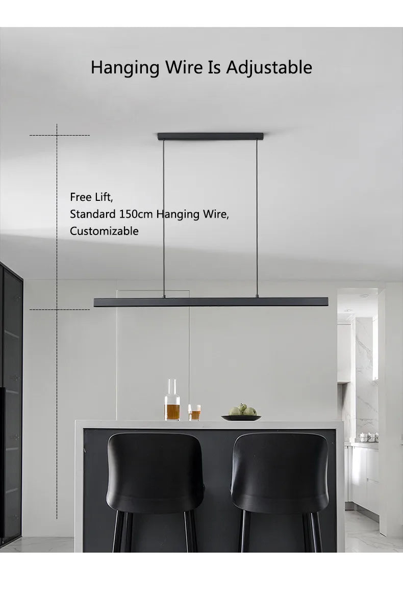 Dining Room Chandelier Dining Table Lighting Kitchen Bar Light LED Linear Lamp Restaurant Pendant Lights Modern Brief Droplight
