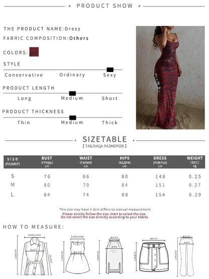 Kliou Sexy Backless Long Dresses Woman Tiger Stripe Low-Neck Sleeveless Splits Skinny Peach Hip Midnight Club Party Vestidos