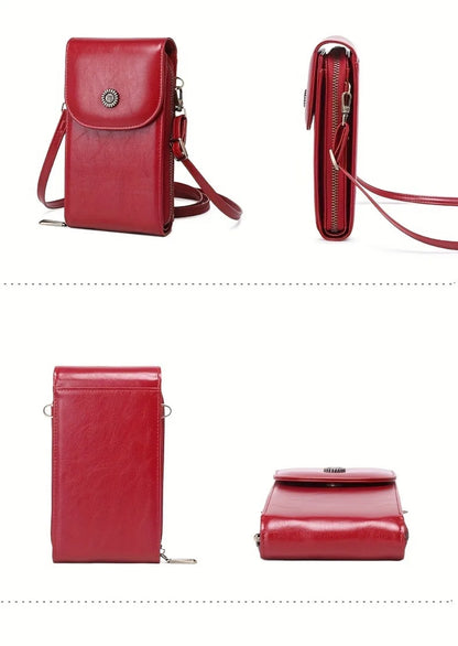 RFID Blocking Crossbody Phone Wallet Soft Leather Wallets Vintage Cell Phone Purse Versatile Female Shoulder Bags Women Handbag