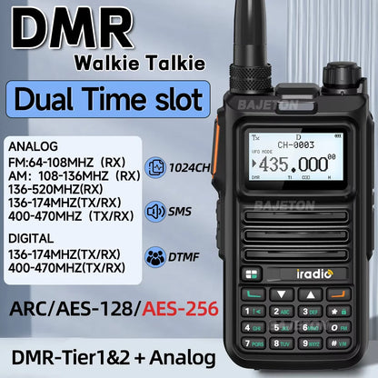 Iradio DM-UV4R DMR Walkie Talkie Dual Mode Dual Time Slot AES-256 Encryption Digital Analog SMS NOAA For RT-4D Ham Radio