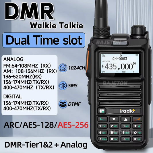 Iradio DM-UV4R DMR Walkie Talkie Dual Mode Dual Time Slot AES-256 Encryption Digital Analog SMS NOAA For RT-4D Ham Radio