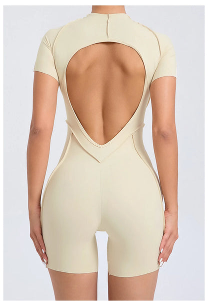Women's Sports Jumpsuit Kit Yoga Fitness Bodysuit Hip-lifting Open Back Tight High Elasticity Outdoors Gym Workout Sexy Clothes