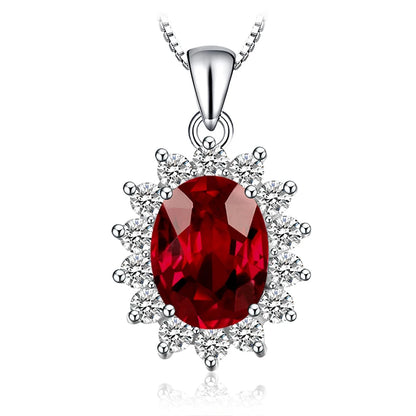 JewelryPalace Princess Diana Created Blue Sapphire Ruby Simulated Emerald 925 Sterling Silver Pendant Necklace for WomenNo Chain