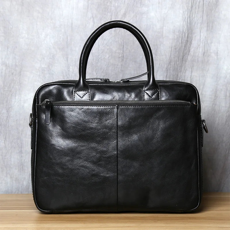 Retro Leather Men's Briefcase Top Layer Leather Handbag Casual Shoulder Messenger Bag Business Laptop Bag Trendy Men's Bag NZPJ