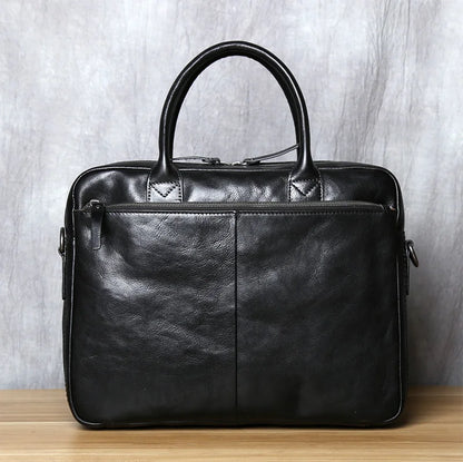 Retro Leather Men's Briefcase Top Layer Leather Handbag Casual Shoulder Messenger Bag Business Laptop Bag Trendy Men's Bag NZPJ