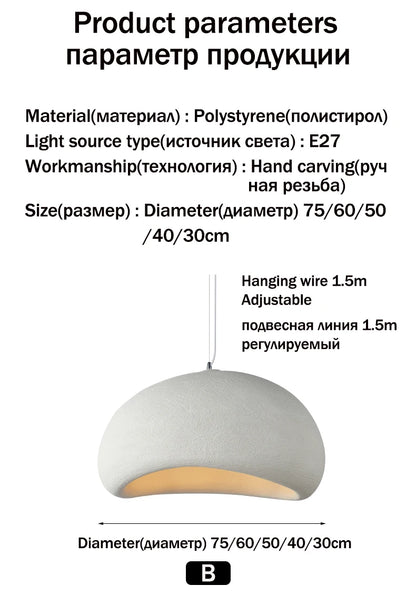 Nordic Wabi Sabi Pendant Lamps Dining Room Lighting Modern Living Room Bedroom LED Ceiling Chandelier Loft Lustre Hanging Lights
