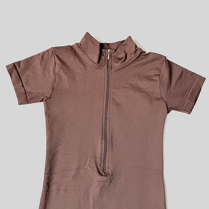 Summer Short Sleeve Zipper Jumpsuit Sports Wear Gym Fitness Sports Bodysuits Women Running Fashion Workout Clothes