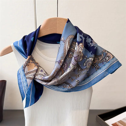 70*70cm Zebra Stripes Print Head Scarf for Women Silk Square Scarves Foulard Bandana Fashion Decorate Hijab Female Neckerchief