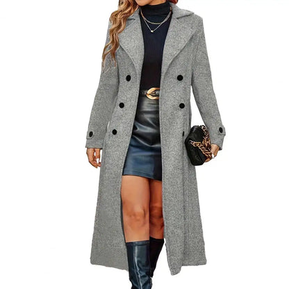 Women Winter Overcoat Women's Long Wool Coat Double-Breasted Peacoat Classic Notch Lapel Trench Coat Casual Fall Winter Overcoat