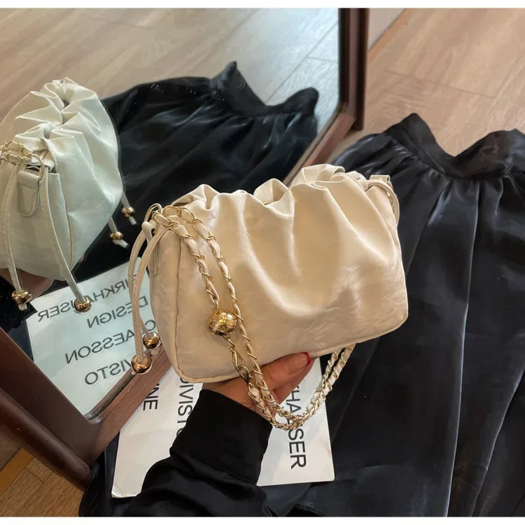 Chain Bag Ladies PU Leather Shoulder Bags Purse for Women Fashion Crossbody Bags Underarm Bag Small Square Satchel Handbag Bolas