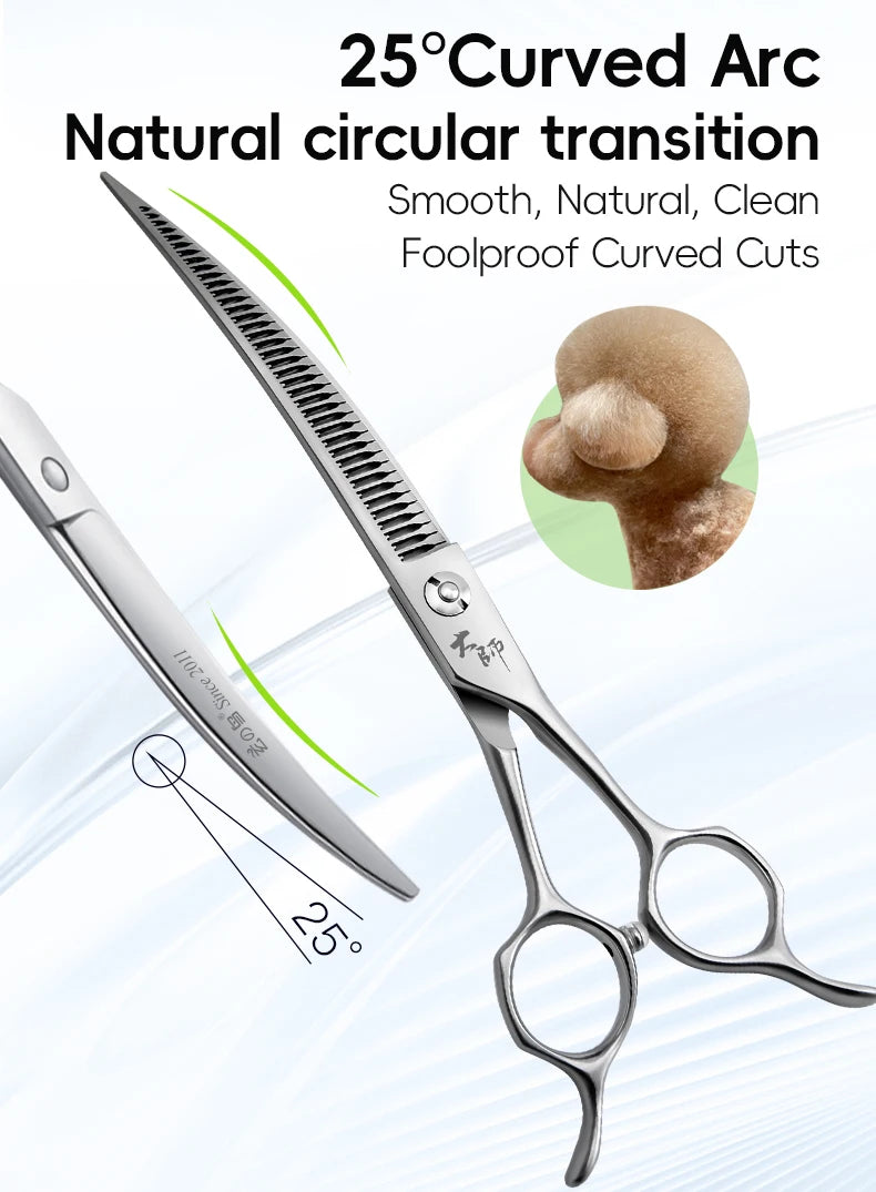 Fenice Master Series 7.25 Inch Multi-Functional Pet Dog Grooming Magic Scissors Curved Chunker Shears Tools JP440C 75%-80% Trim