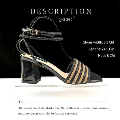Stylish And Special Olive Bright Bag Match Women's Sandals Set With Big Diamond Tassels And Long And Short Double Chains