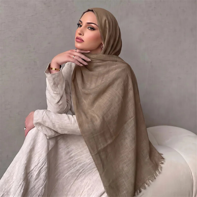 New Long Scarf Women Cotton Scarf Beach Hijab Shawls and Wraps 2026 Luxury Brand Solid Color  Echarpe Designer