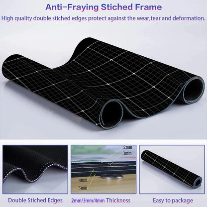 Grid Desk Mat Black Mouse Pad Gamer Laptop Office Carpet Big Mousepad Xxl Anime Computer Tables Rubber Mouse Pad Large Deskmat